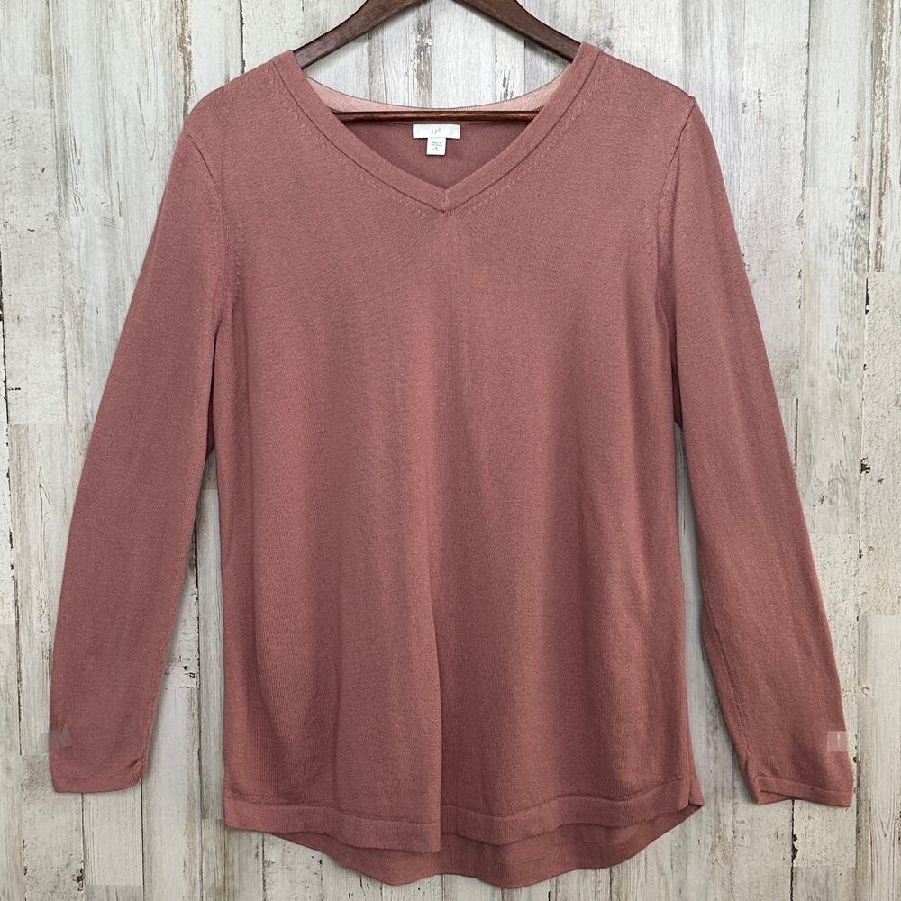 J Jill Cotton Blend Sweater Medium Petite Blush Pink Oversized EUC Soft Girl